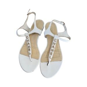 Chanel White Leather Logo Thong Sandals — EU 39.5